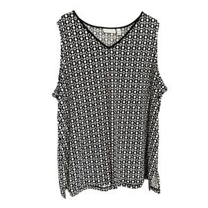 Susan Graver Liquid Knit 3X Sleeveless V Neck Geometric Print Tank Top